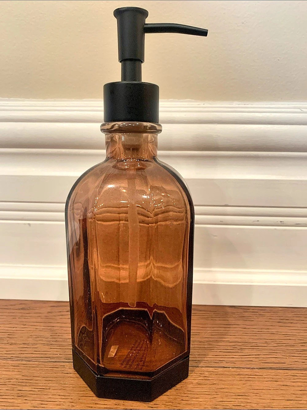 Amber & Black Glass Soap Dispenser